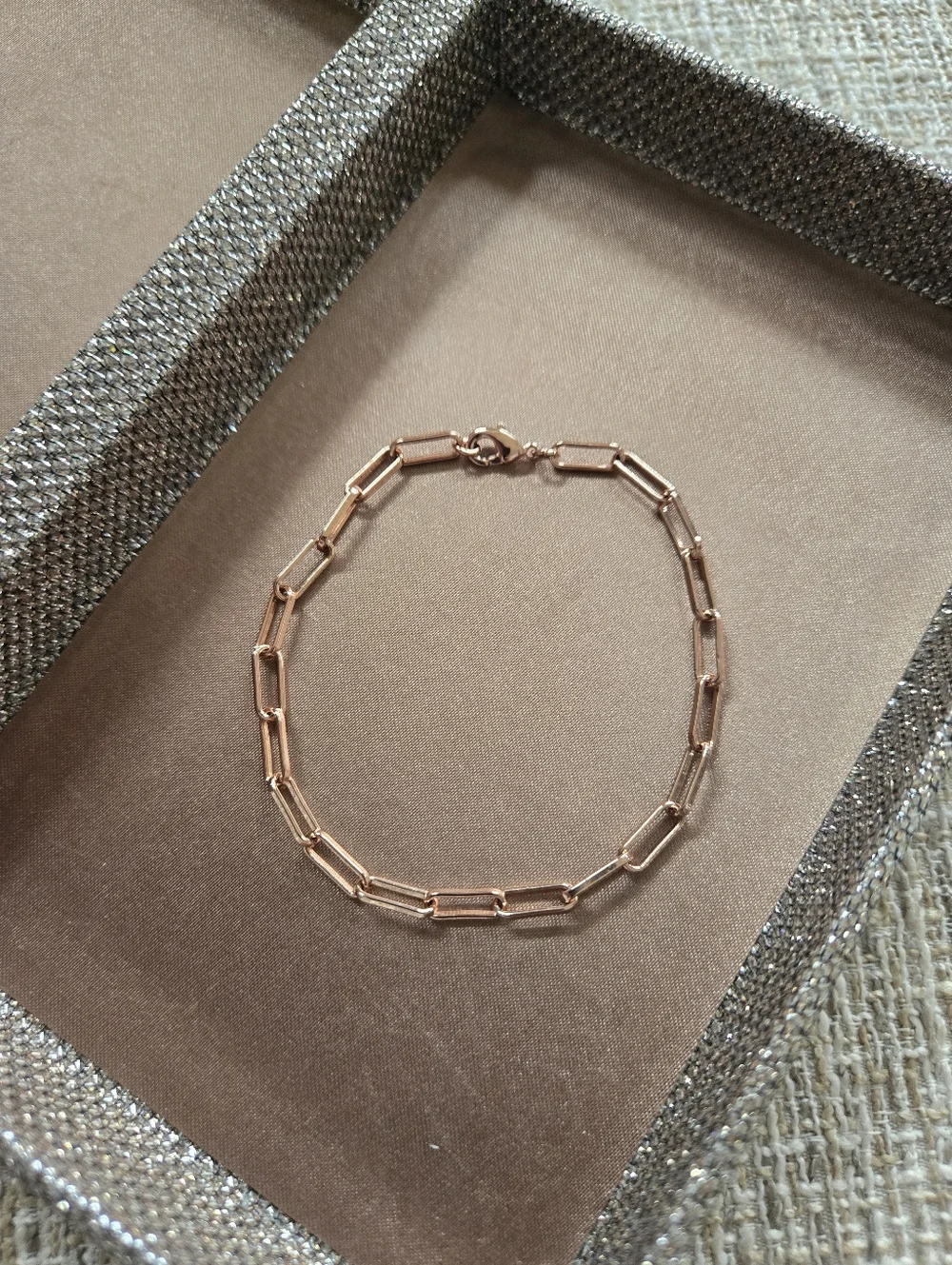 Rose Gold Paperclip Link Bracelet - Picture 2 of 6
